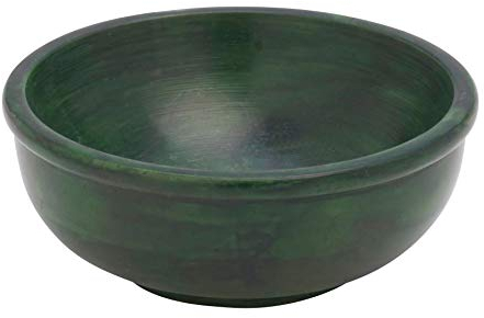 MaMeMi Grande ciotola rotonda per incenso verde [RESISTENTE AL FUOCO con diametro di 10,5 cm DIPINTO A MANO] in pietra ollare per bruciare l'incenso su carbone a casa
