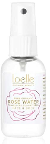 Loelle - Tónico Facial de Agua de Rosas 100% Puro y Orgánico para Pieles Sensibles, Mixtas y Grasas - Agua de Rosas Destilada para Limpieza Facial - Spray Refrescante - Hecho en Marruecos (50ml)