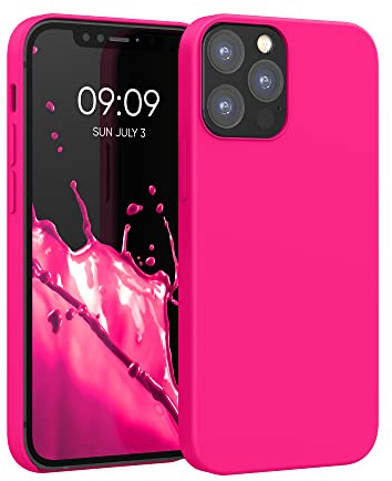 kwmobile Handyhülle für iPhone 12 Hülle/iPhone 12 Pro Hülle - Silikon Handy Case - weiche Oberfläche - kabelloses Laden - Neon Pink