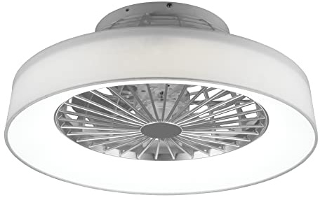 Reality Leuchten LED Deckenleuchten-Ventilator Farsund R62662101, Stoffschirm Weiß, inkl. 26 Watt LED, Ventilator 40 Watt