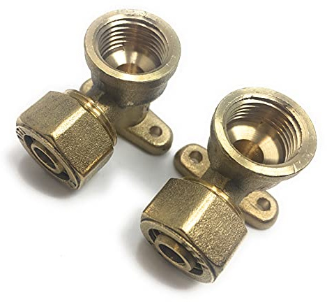 2x Schraubfitting Wandwinkel Wandscheibe 16x2 mm 1/2 Zoll Innengewinde für Mehrschicht-Verbundrohr, DVGW, UBA-konform, bis max.100°C