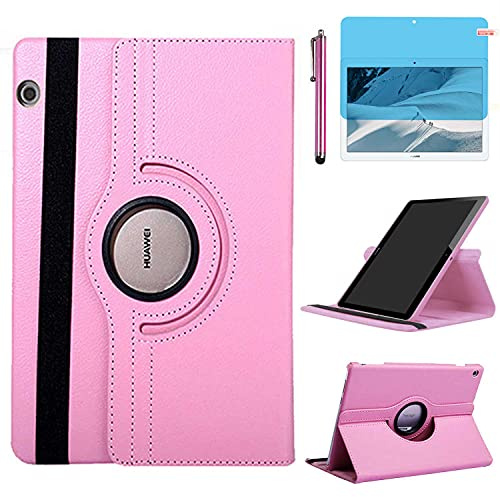 Hülle für Huawei MediaPad T3 10 Tablette 9.6 Zoll (AGS-W09 AGS-L09 AGS-L03), 360 Grad drehbarer Ständer Schutzhülle,Mit Stylus Pen,Bildschirm Film (Pink)