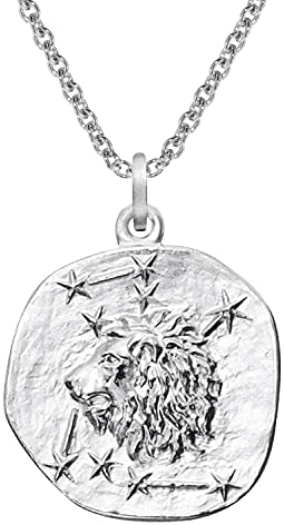trendor Sternzeichen Löwe Ø 20 mm und Halskette 925 Silber Tierkreiszeichen Anhänger für Damen oder Herren, zauberhafte Sternzeichenkette 51610-08-60 60 cm