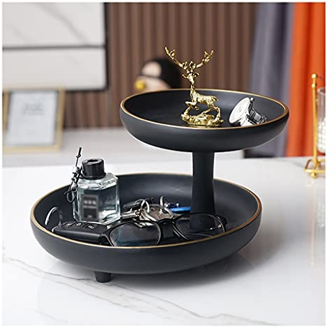 DUNAKE Schmucktabletts,Catchall Bowl Entryway,2-Tier Schmuck Organizer Schmuck Ring Ohrring Halskette Ständer Aufbewahrung Schlüssel Telefon Münzwechsel Uhren Süßigkeiten Halter Nachttisch Dekor