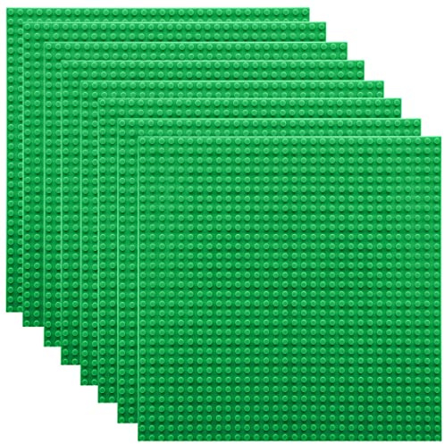 Etarnfly Set of 8 Tiles, Building Plate, Compatible with Most Brands, 32 x 32 Knobs, Kids Building Toys, Green Base Plate