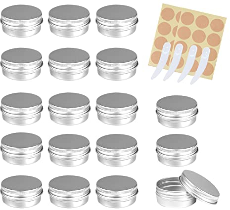DBALL 20 Pièces Pots en Aluminium Boite Aluminium Pot Cosmetique Vide 30ml Rond Pot Contenant avec Couvercle Vissé pour Maquillage Crème Baume à Lèvres Voyage Échantillons (Argent)