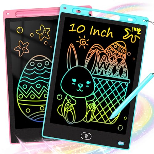 KTEBO® 2 Pack 10 Inch LCD Writing Tablet for Kids, Electronic Drawing Pad and Doodle Board for Ages 3-8, Birthday and Christmas Gifts for Boys and Girls (Pink & Blue)