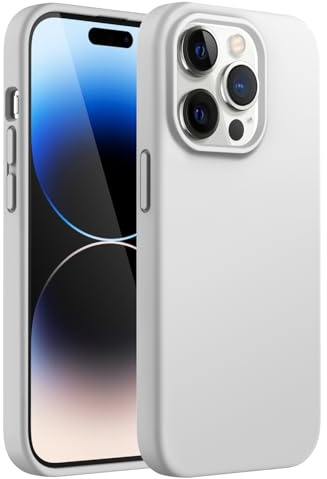 JETech Silikon Hülle für iPhone 14 Pro, Helles Grau | Seidig Weiches Gefühl, Stoßschutz, Kratzfest, Mikrofaser-Innenfutter