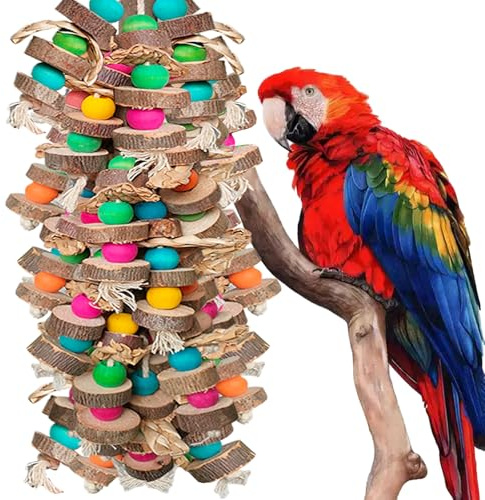 WQY GroceryShop Parrot Toys for Large Birds, Multicolored Wooden Blocks Bird Chewing Toy Parrot Cage Bite Toy or Macaws Cokatoos African Grey and Large Medium Birds