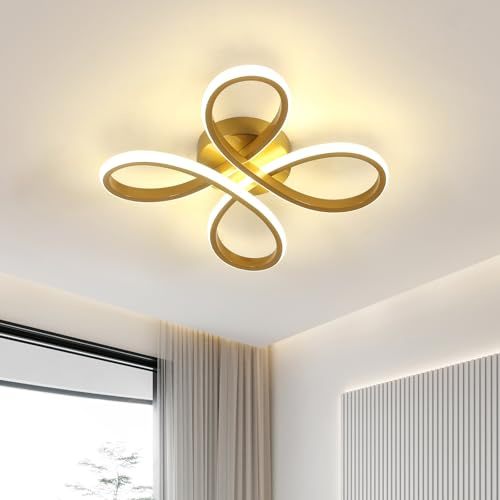 Comely LED Deckenleuchte, 30W 3375LM 30cm Modern LED Deckenlampe Deckenbeleuchtung für Wohnzimmer Schlafzimmer Esszimmer, Neutrales Licht 4500K, Gold