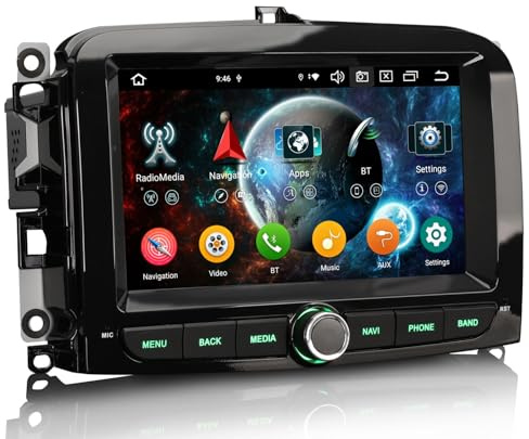 erisin 8-Core 4GB+64GB Android 16 Car Stereo Carplay & Android Auto for Fiat 500L Support GPS Sat Nav DSP IPS Bluetooth 5.0 Dual Band Wifi DAB+ Touchscreen Canbus SWC