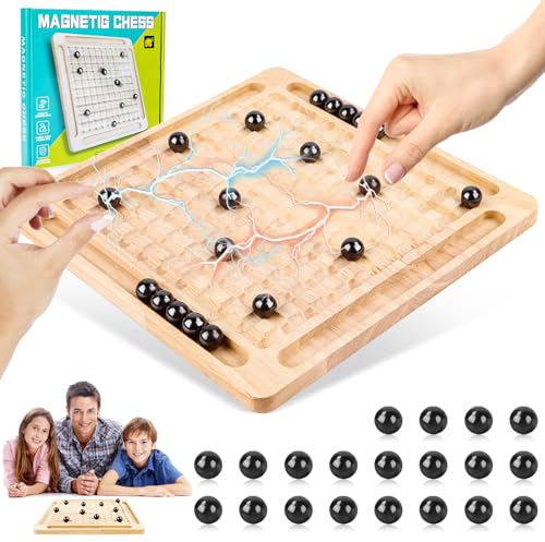 Magnetisches Schachspiel, Magnetic Spiel, Schachbrett Magnetisch, Magnetic Chess Game, Magnet Schach, Magnetisches Stein-Brettspiel, Tisch Magnetspiel Magnetisches Spiel für Familientreffen