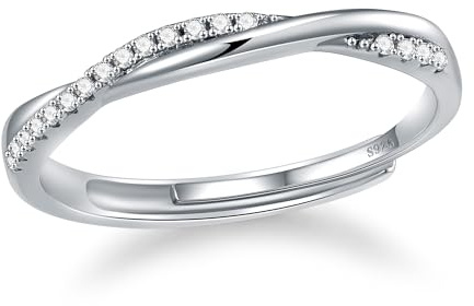 Macachii Ring Silber 925 Damen Gold Ringe für Frauen Eheringe Ring Frauen Fingerring Verstellbar Promise Eheringe Damenring Verlobungsring Silberring für Freundin Frau Momür Schmuck