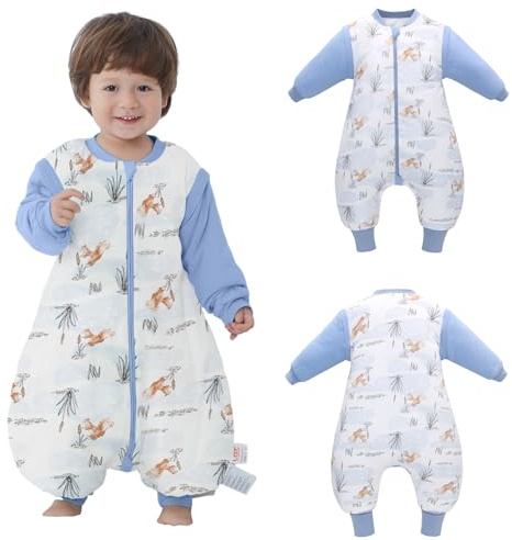 LAT LEE AND TOWN Baby Schlafsack Baby Schlafsack Split Bein mit abnehmbaren Ärmeln, Baby Baumwolle Schlafsack, Winter Kleinkind Schlafsack (Eichhörnchen, L)
