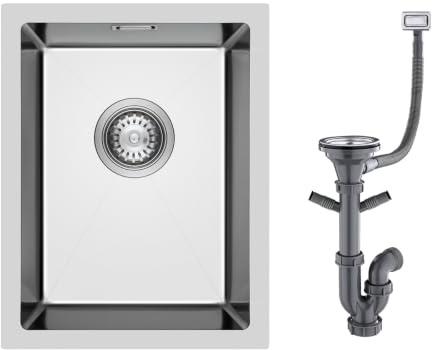 KINKIBOS 304 Stainless Steel Sink 35 x 45 cm, Small Kitchen Sink, Drain Set | Suitable for Inset, Undermount & Flush-mount Installation, 1 Bowl, Brushed