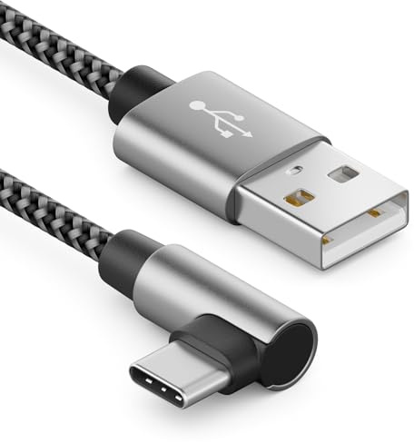 deleyCON 2m USB-A auf USB-C Kabel 90° gewinkelt | A auf C Ladekabel für iPhone 17/15/16 Pro Max Air, Samsung S26/S25/S24, Pixel, iPad Pro, MacBook Air, Switch, PS5