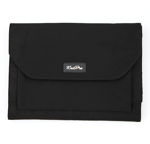 KNITPRO K12861 Kohle austauschbare Stricknadeltasche – zur Aufbewahrung von Kabeln, Steckern und kleinem Zubehör, Gemischt, Schwarz, 22cm x 17.5cm x 1.5cm