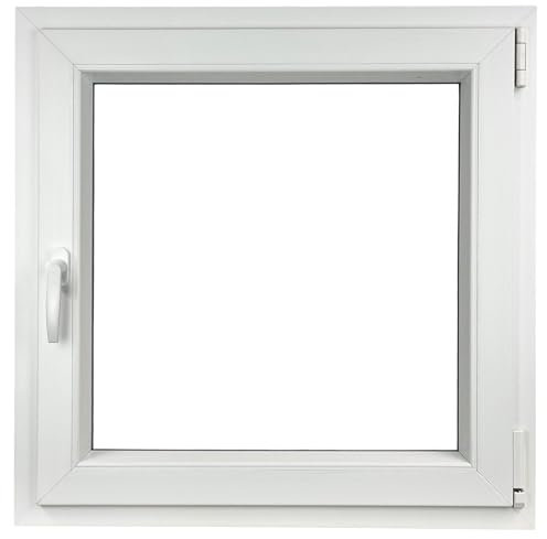 ALUCON Fenster 1000x1000 mm – Kunststofffenster 100x100 cm – Flügelfenster Innen Weiß/Außen Weiß – DIN Rechts