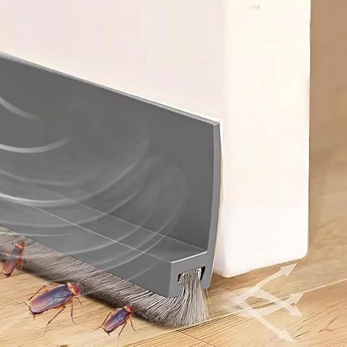 Vingspina 100cm Grau Zugluftstopper für Türen Bürste (Gray) | Dichtungsband für Türen, Türdichtung Bürste Selbstklebend, Türdichtung Türbürste Abdeckleisten Bürstendichtung Dichtung