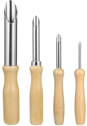 Operitacx 4 Stück Runde Tonlochschneider Aus Edelstahl Mit Holzgriff Töpferwerkzeuge Für Keramik Und Skulpturen Ideal Für Modellierarbeiten Und Künstlerische Tonbearbeitung