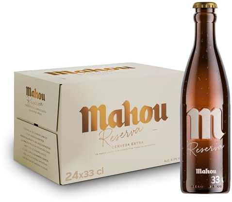 Mahou Reserva, Cerveza Extra Dorada, Pack 24 Botellines x 33 cl