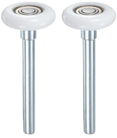 M METERXITY 2-Pack Nylon Garage Door Rollers, 1.8/ 46mm Quiet Garage Door Wheels 4.3/ 108mm Stem, High Load 6200zz 8 Balls Sealed Precision Bearing for Garage Doors [White]