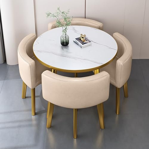 Modernes rundes Frühstücksbar-Konferenztisch-Set – stilvoller Esstisch und Stühle für Haus, Garten, Restaurant – 80 x 75 cm