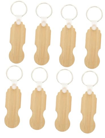 Angoily 8piezas Moneda De Coche De Bambú Llavero Portátil Multiusos Fichas para Carrito Colgante para Retirar El Carrito Artículo para De para Supermercados