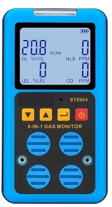 TIEOAXFT Detector de Gas Multifuncional Profesional oxígeno O2 sulfuro de hidrógeno H2S monóxido de Carbono CO Gas Combustible LEL medidor de Gas