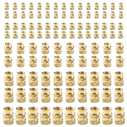 YIXISI 110 Stücke M2 M3 M4 M5 Messing Gewindeeinsätze, Gerändeltes Einbettung Muttern, Einschmelzgewinde, für 3D Druck Kunststoffteile