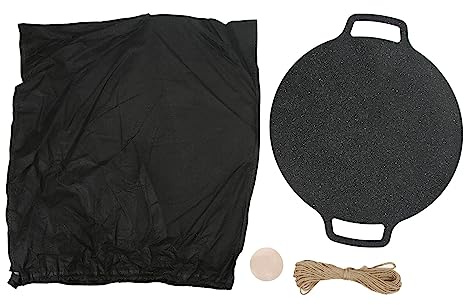 Althwuyu Round Grill Plate, Portable Non Stick Barbecue Frying Pan with Dual Handles and Storage Bag for Outdoor Camping, Picnic, Garden Cooking