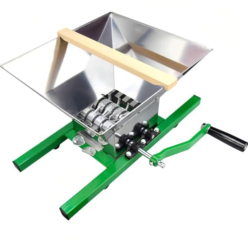 TUPOSTAR Broyeur Manuel pour Raisins, Baies, Vin, Fruits, Grand ModèLe en Acier Inoxydable De 7 litres, Moulin à Fruits Grande Capacité, pour Presser Le Vin Et Le Cidre,Vert