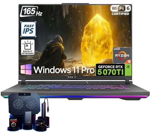 ASUS ROG Strix-G16 Gaming Laptop - AMD Ryzen 9 8940HX (fino a 5,3 GHz), NVIDIA GeForce RTX 5070 Ti, 16 165Hz 300 nits Display, 64GB DDR5 RAM, 1TB SSD, WiFi 6E, retroilluminato KB, Win11 Pro, con