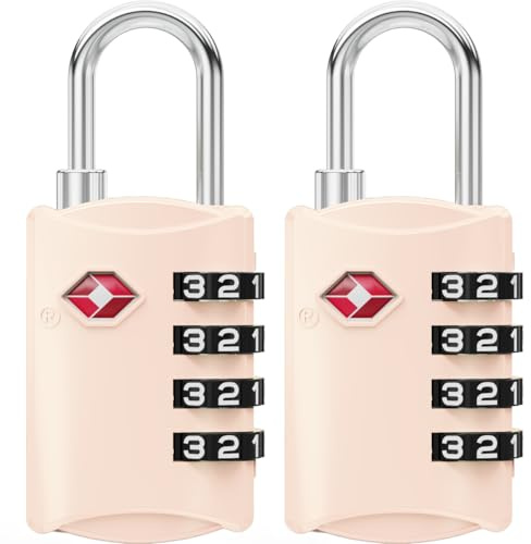 NOVLOCK Lucchetti TSA a combinazione da viaggio a 4 cifre – compatibile USA – per valigia, zaino, borsa sportiva e bagaglio a mano – 2 pezzi, rosa chiaro