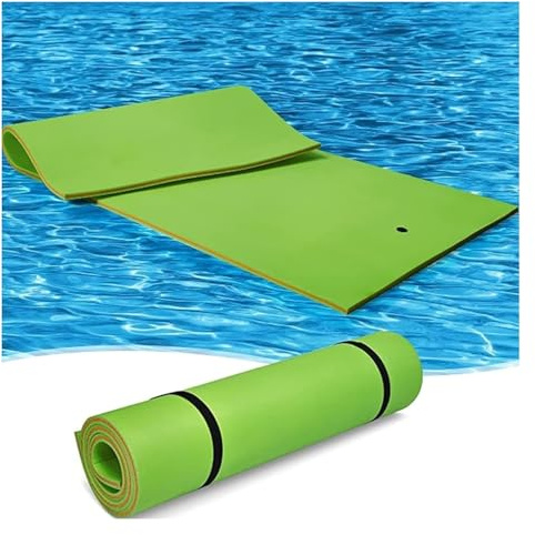 poolflottar， Flytmatta med liljeblad, flytande vattendyna, flytdyna for avkoppling och rekreation, for strand, sjö, pool(Green,5mx1.8mx2.2cm)
