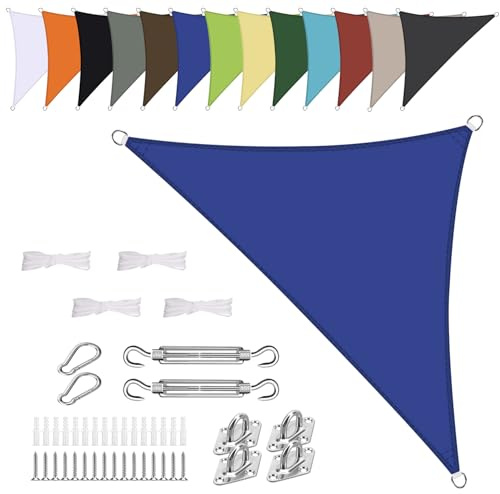 Vela ombreggiante Triangolare 4x4x5.7m Impermeabile Tenda a Vela Parasole Protezione Solare Anti UV per Giardino Esterno Terrazza-Blu