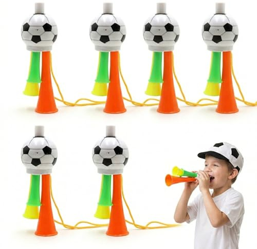 EAVUYIS 6er-Set Fußballtröten für das Stadion, Fantröten aus sicherem Kunststoff – für Kinder und Erwachsene, ideal für internationale Wettbewerbe, Spiele und Partys