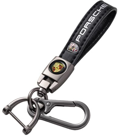 Auto Porte-clé, Porte clef voiture pour Voiture pour Porsche Panamera Cayenne Macan Boxster Taycan Cayman 718 911, Porte-clés en cuir pour homme et femme, Voiture Accessoires
