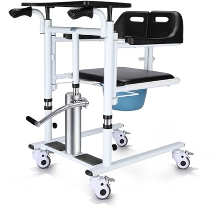 5-in-1 Patient Transfer Chair with 180° Split Seat, Height-Adjustable Lift, Lockable Wheels, Mobility Aids & Devices to Lift Elderly Off Floor, Ideal for Home Care, Seniors, Disabled, Up to 100 kg | 180° Split Seat, Height-Adjustable Lift, Lockable Wheels, Lift from Floor, Ideal for Home Care, Up to 100kg