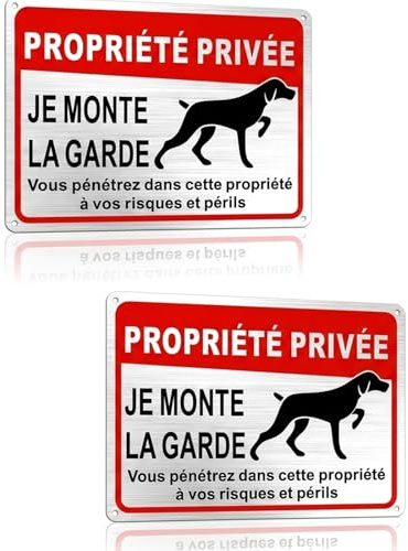 2 Pcs Panneau Attention au Chien Vigilant, Plaque Signalétique pour Propriété Privée, 25 x 18 cm Indicateur de Sécurité pour Maison et Local Professionnel