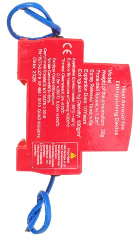 Vaguelly Estintore Aerosol Automatico per Auto e Barca, capacità 30g, Materiale Plastico Rosso, Protezione Antincendio e Installazione Senza Sforzo, per Ambienti Marini