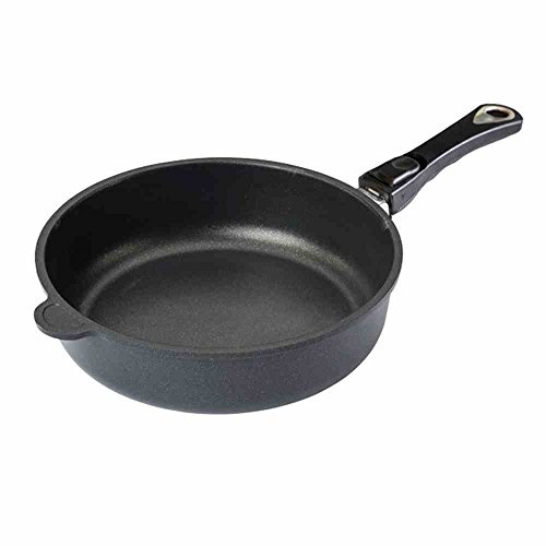 AMT Gastroguss Bratpfanne, 24 cm Ø, 7 cm hoch, Schmorpfanne, abnehmbarer Stiel, induktionsgeeignet, Lotan® Antihaft-Veredelung, Gusspfanne (Aluguss), AMZN-I-724-Z20B