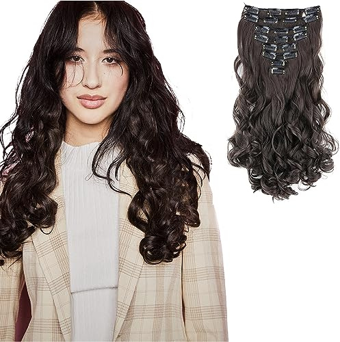 CAISHA XXL 8er 45cm CLIP IN EXTENSIONS Haarverlängerung Braun CES22-1