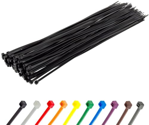 Gocableties Black Cable Ties Heavy Duty, 450mm x 9.0mm, Pack of 100, Long Nylon Zip Ties, Plastic Tie Wraps, Secure Self-Locking Mechanism, for Home, Garden, Office and DIY