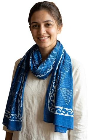 Rastogi Handicrafts scarfs for women hand block printed indian traditional design 70x20 inch mini stall for girls 100% Pure cotton from Multi - Default