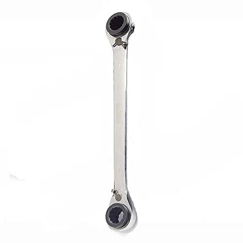 POWERTOOL - Chiave combinata 4 in 1, doppia estremità, chiave a cricchetto con doppio anello, metrica, per riparazioni, argento