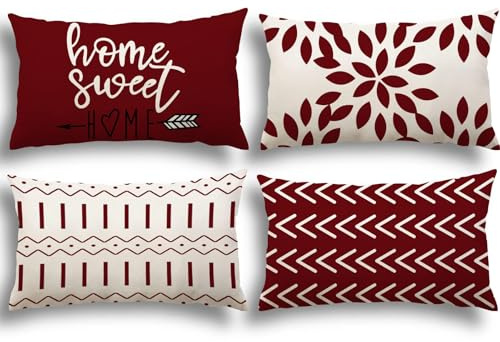YCOLL Federe Confezione da 4 Copricuscini Decorativi Fodere in Lino 30x50cm Quadrate per Cuscino per Divano Sedia Cuscini