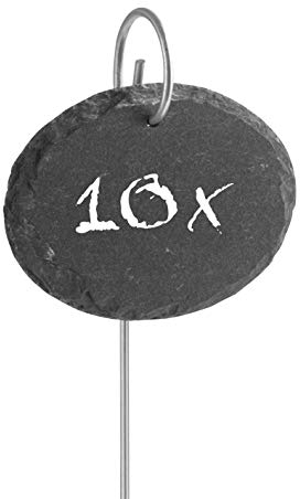 Hoberg Schiefer-Pflanzschilder - 10er Set | Witterungsbeständig, Wiederverwendbar | Individuelles Beschriften von Pflanzen, Kräutern & Blumen | Mit Erdspießen aus Stahl | Maße 9 x 7 x 0,5 cm [Oval]