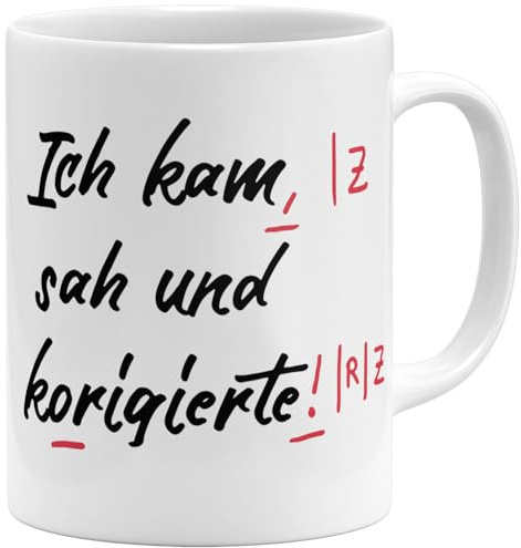 OM3® lustige Lehrer Kaffee-Tasse mit Spruch - Lehrergeschenk Spruchtasse Lehramt Studenten - Keramik Becher - 11oz 325ml - Beidseitig Bedruckt - Weiss