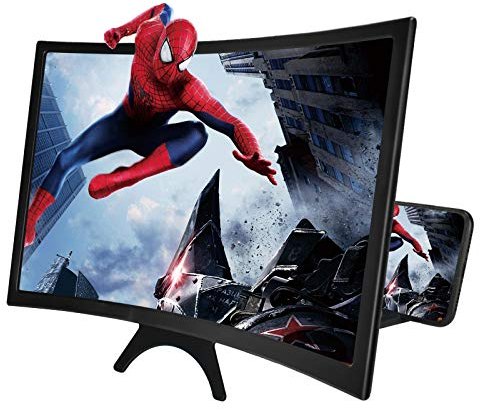 Newseego 14 Lupa de Pantalla de Teléfono, 3D HD Amplificador de Pantalla con Diseño de Superficie Curva Videos Amplificador Soporte de Teléfono Plegable Amplificador para Todos Smartphone-Negro